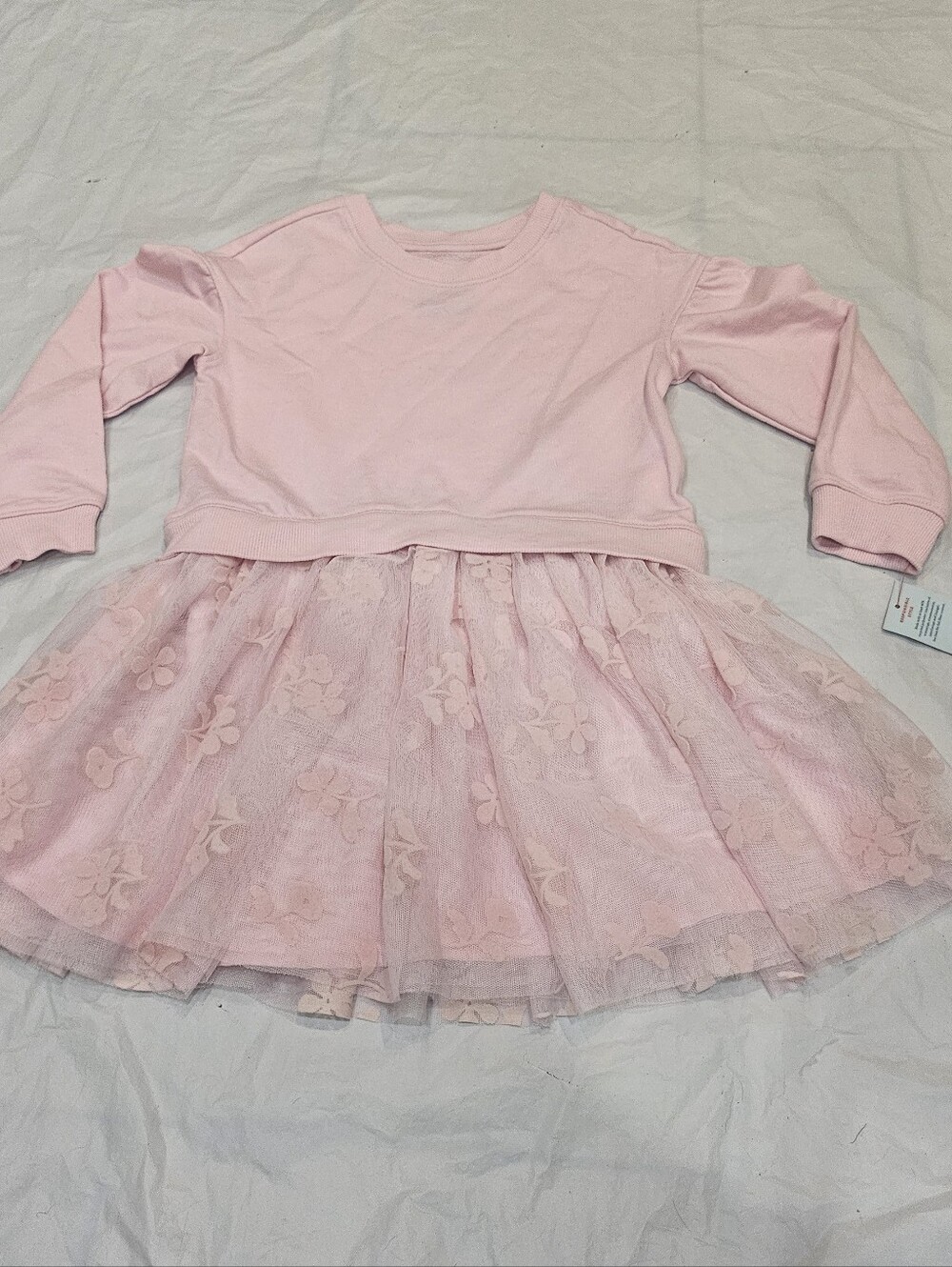 NWT Pink Floral Tulle Sweatshirt Dress for Girls. Sz  5